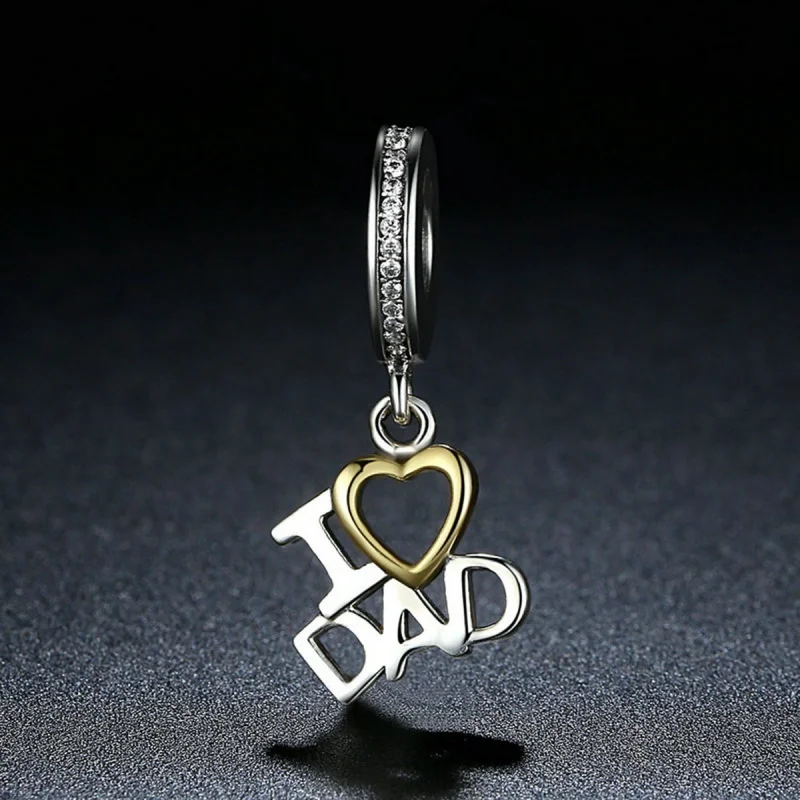 (image for) Pandora Style Silver & Gold-Plated I Love Dad Dangle - SCC052 - View 5