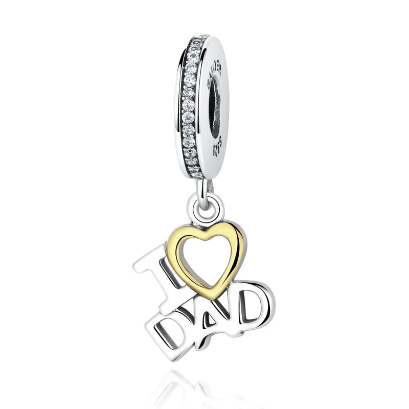 (image for) Pandora Style Silver & Gold-Plated I Love Dad Dangle - SCC052 - Product Image
