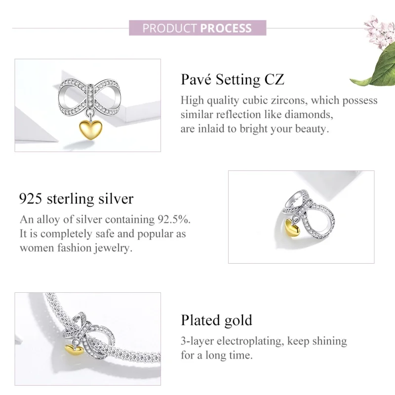 (image for) Pandora Style Silver & Gold-Plated Infinite Love Charm - SCC1300 - View 2