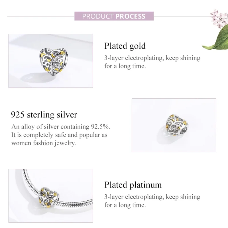 (image for) Pandora Style Silver & Gold-Plated Life Tree Charm - SCC1249 - View 3