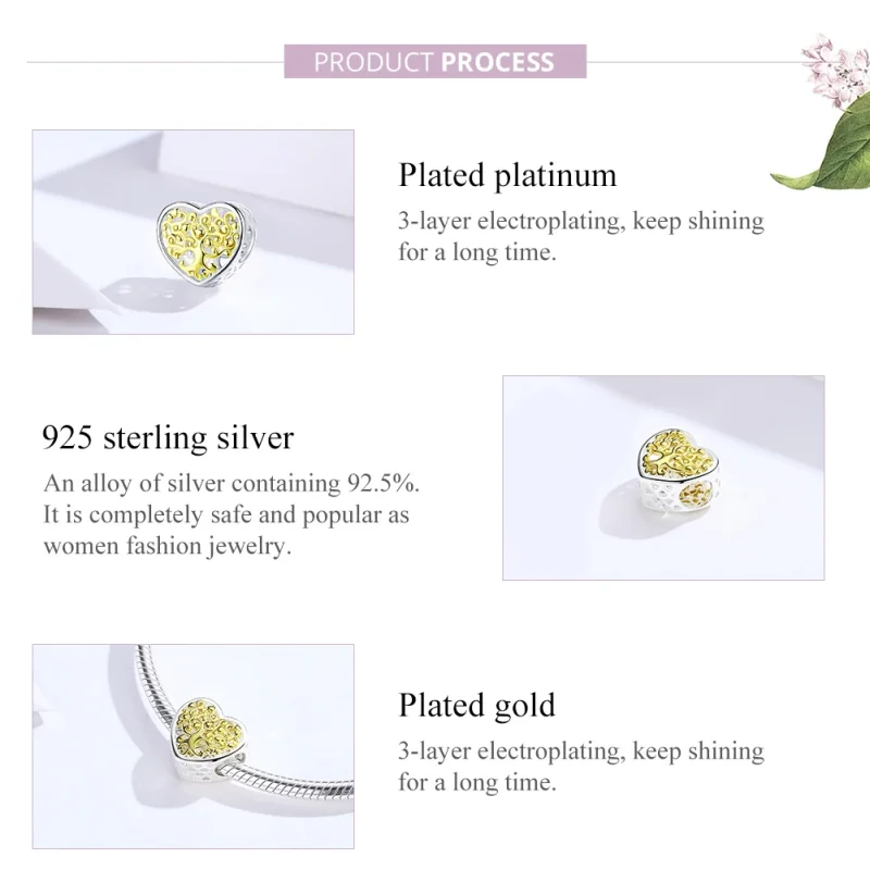 (image for) Pandora Style Silver & Gold-Plated Life Tree Charm - SCC1264 - View 2