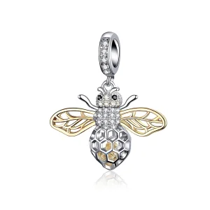 (image for) Pandora Style Silver & Gold-Plated Motion Bee Dangle - SCC1125