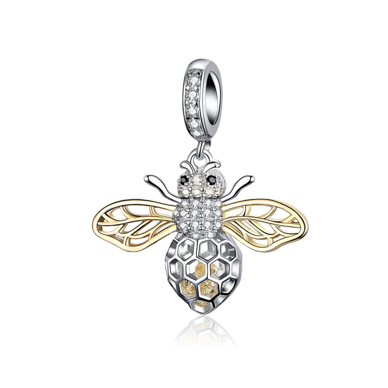 (image for) Pandora Style Silver & Gold-Plated Motion Bee Dangle - SCC1125 - Product Image