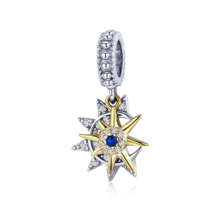 (image for) Pandora Style Silver & Gold-Plated Pavé Sun Meet Moon Dangle - SCC1135