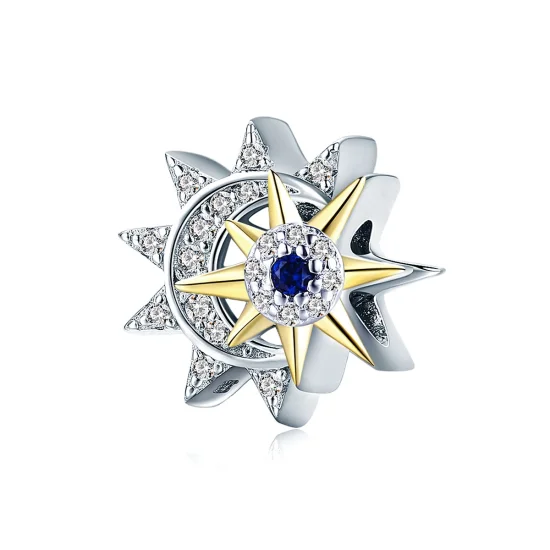 (image for) Pandora Style Silver & Gold-Plated Sun Meets Moon Charm - SCC1137