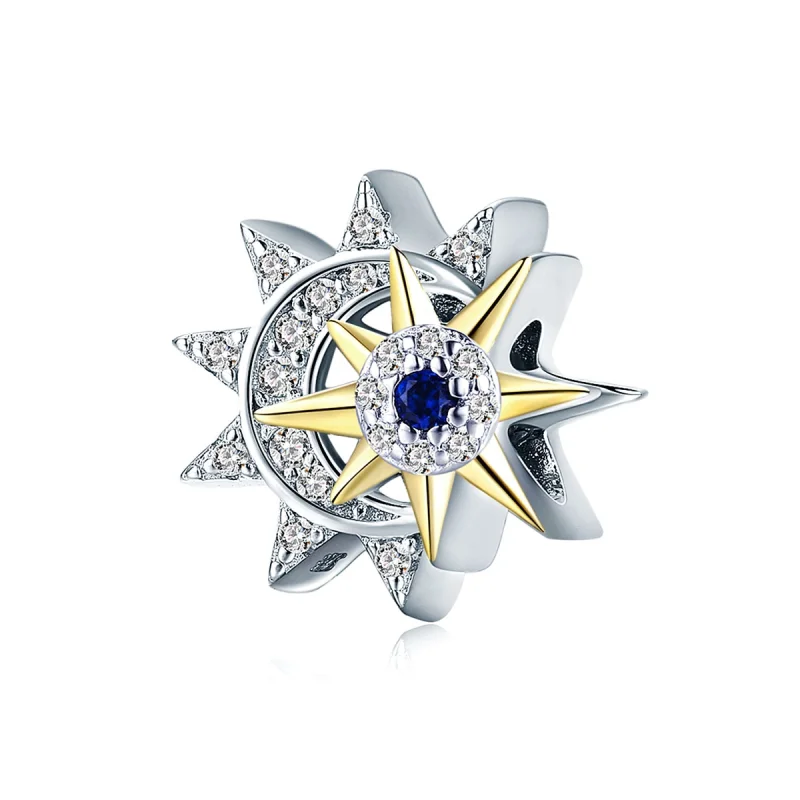(image for) Pandora Style Silver & Gold-Plated Sun Meets Moon Charm - SCC1137 - Product Image