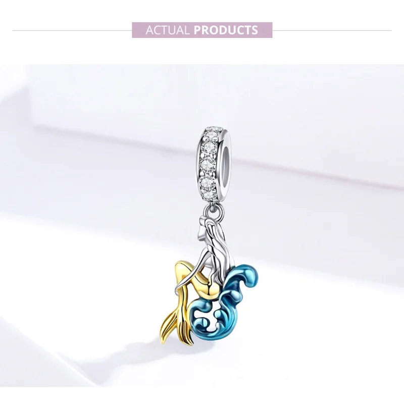 (image for) Pandora Style Silver & Gold-Plated Waiting Mermaid Dangle - SCC1166 - View 2