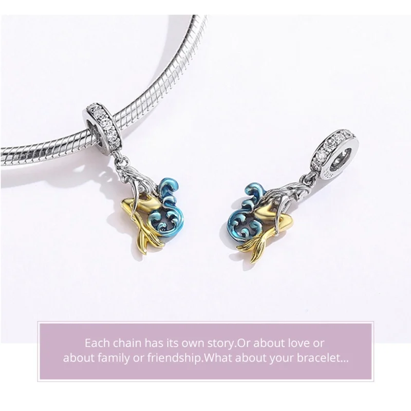 (image for) Pandora Style Silver & Gold-Plated Waiting Mermaid Dangle - SCC1166 - View 5