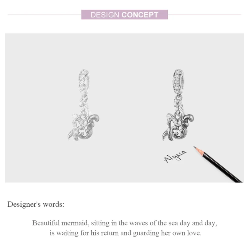 (image for) Pandora Style Silver & Gold-Plated Waiting Mermaid Dangle - SCC1166 - View 6