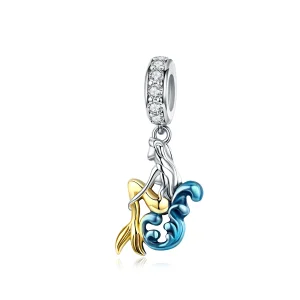 (image for) Pandora Style Silver & Gold-Plated Waiting Mermaid Dangle - SCC1166