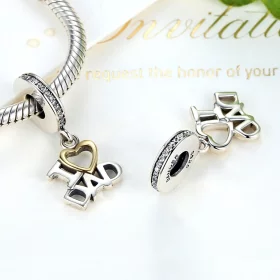 Pandora Style Silver & Gold-Plated I Love Dad Dangle - SCC052 Pandora Style Silver & Gold-Plated I Love Dad Dangle - SCC052