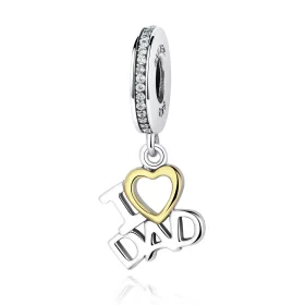 Pandora Style Silver & Gold-Plated I Love Dad Dangle - SCC052