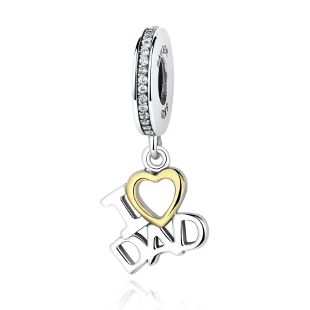 Pandora Style Silver & Gold-Plated I Love Dad Dangle - SCC052