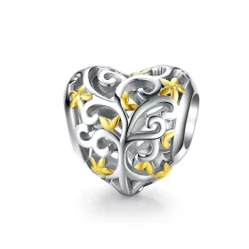 Pandora Style Silver & Gold-Plated Life Tree Charm - SCC1249 Pandora Style Silver & Gold-Plated Life Tree Charm - SCC1249