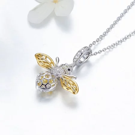 Pandora Style Silver & Gold-Plated Motion Bee Dangle - SCC1125