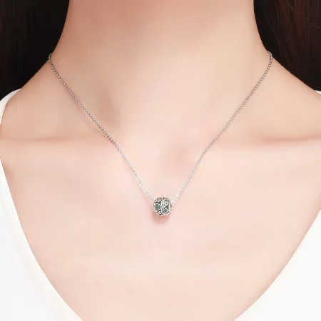 Pandora Style Silver Green Clover Charm - SCC964