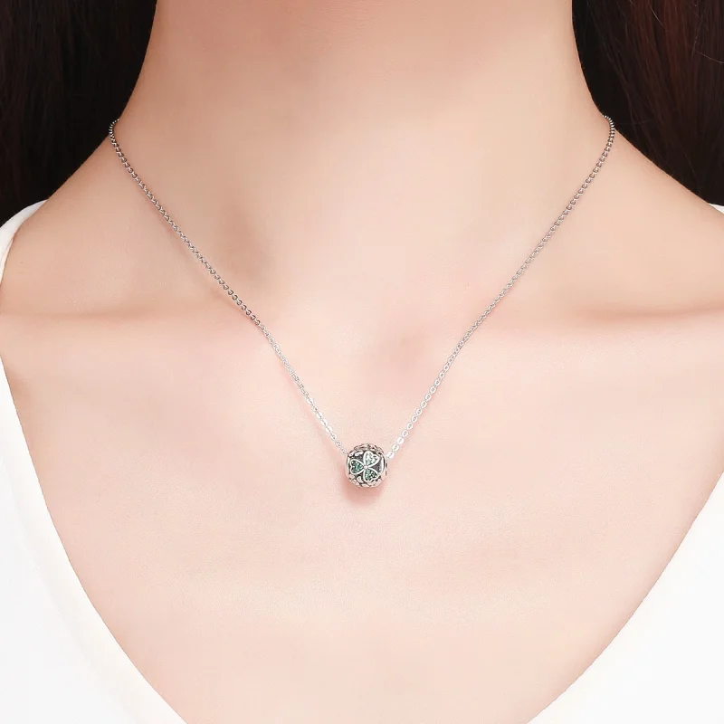 (image for) Pandora Style Silver Green Clover Charm - SCC964 - View 5