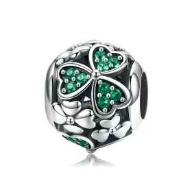 Pandora Style Silver Green Clover Charm - SCC964 Pandora Style Silver Green Clover Charm - SCC964