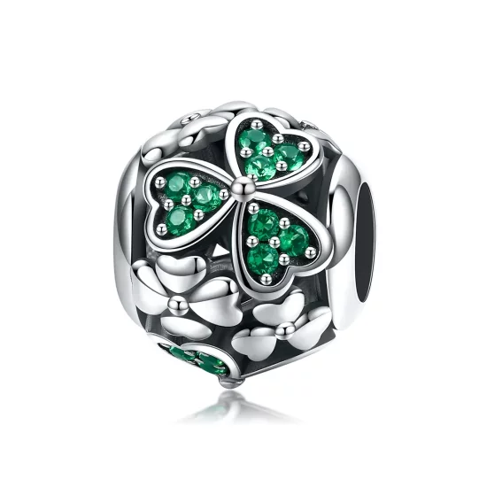 Pandora Style Silver Green Clover Charm - SCC964