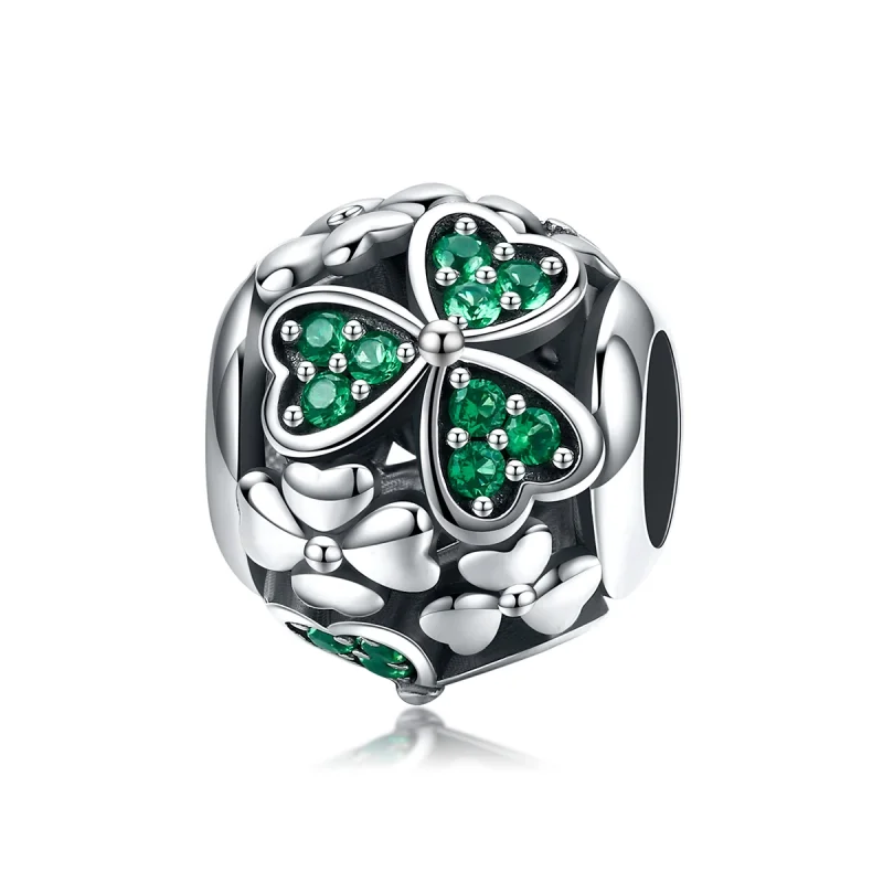 (image for) Pandora Style Silver Green Clover Charm - SCC964 - Product Image