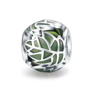 (image for) Pandora Style Silver Green Leaves Are In Love Charm - SCC524