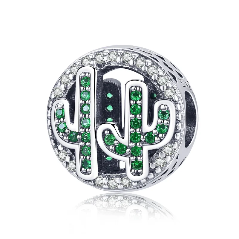 (image for) Pandora Style Silver Green Vibrant Cactus Charm - SCC918 - Product Image