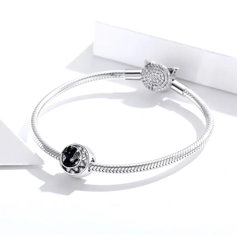 (image for) Pandora Style Silver Halloween Black Cat Charm - BSC325 - View 3