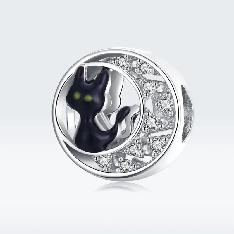 (image for) Pandora Style Silver Halloween Black Cat Charm - BSC325 - View 5