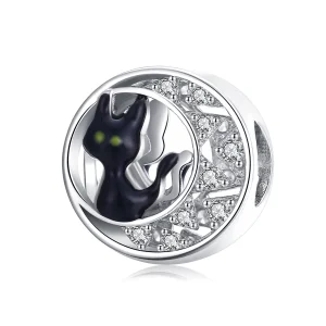 (image for) Pandora Style Silver Halloween Black Cat Charm - BSC325