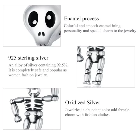 Pandora Style Silver Halloween Skull Man Charm - SCC1617