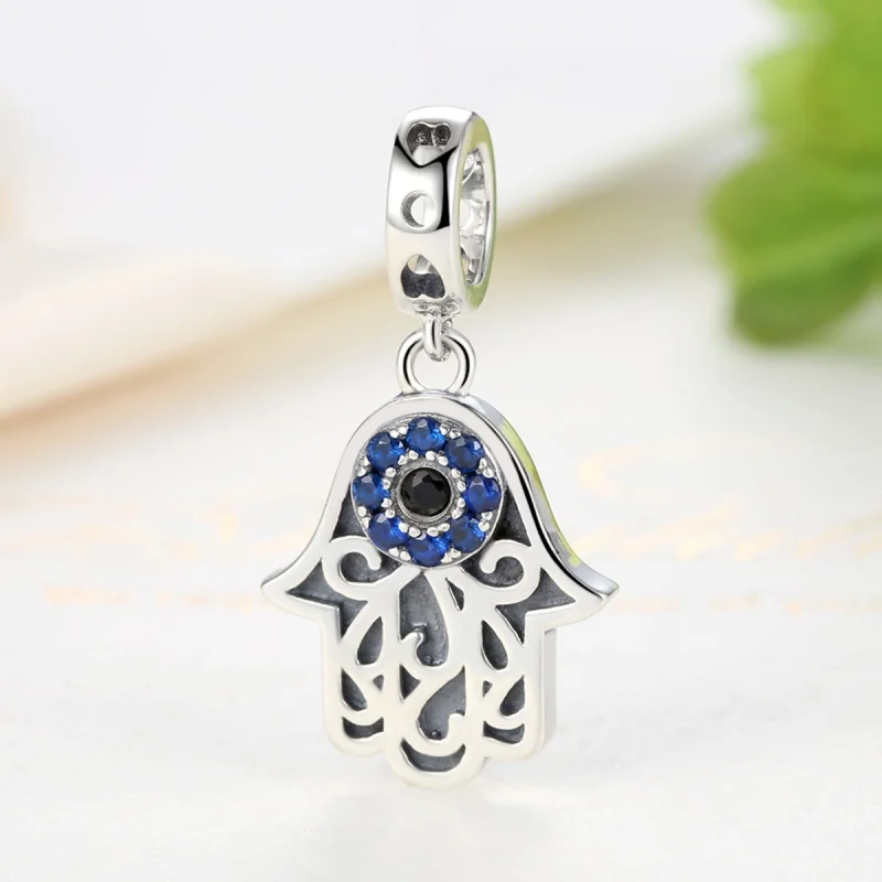 (image for) Pandora Style Silver Hamsa Hand Dangle - SCC085 - View 4
