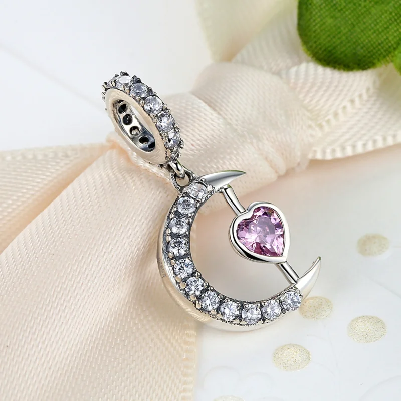 (image for) Pandora Style Silver Heart of The Moon Dangle - SCC040 - View 2