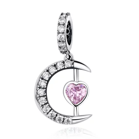 Pandora Style Silver Heart of The Moon Dangle - SCC040