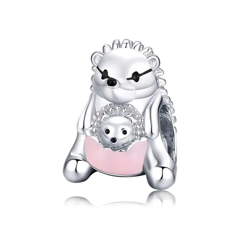 (image for) Pandora Style Silver Hedgehog mother and child Charm - BSC239 - Product Image