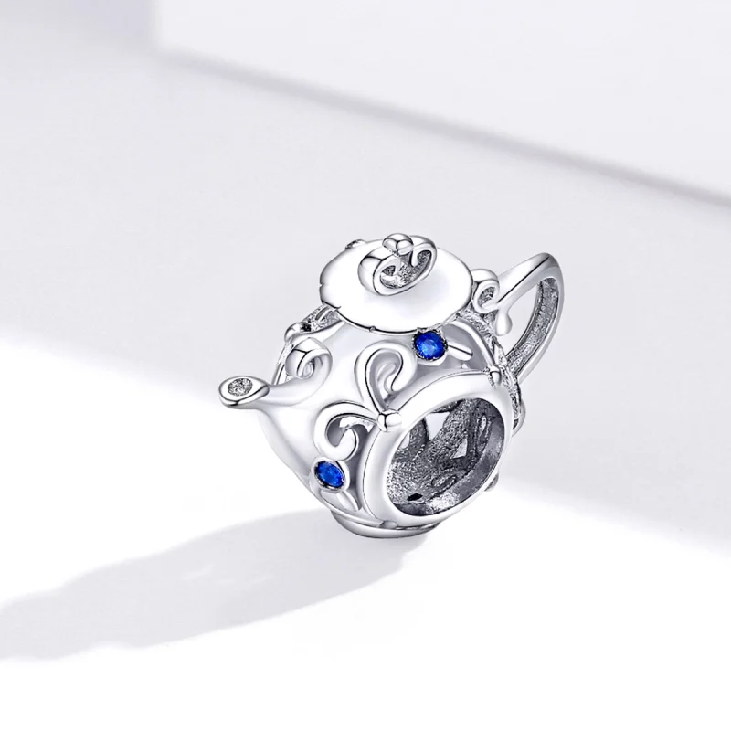 (image for) Pandora Style Silver Hollow Teapot Charm - BSC274 - View 2
