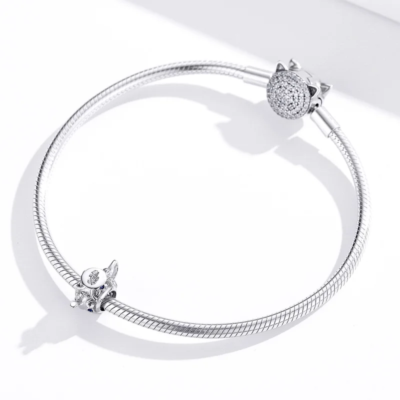 (image for) Pandora Style Silver Hollow Teapot Charm - BSC274 - View 3