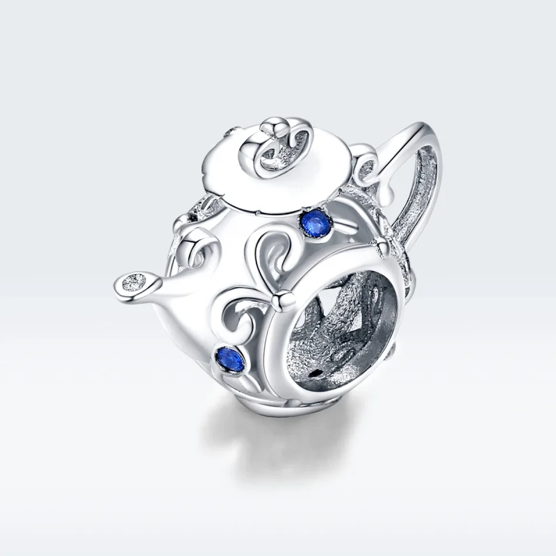 (image for) Pandora Style Silver Hollow Teapot Charm - BSC274 - View 5