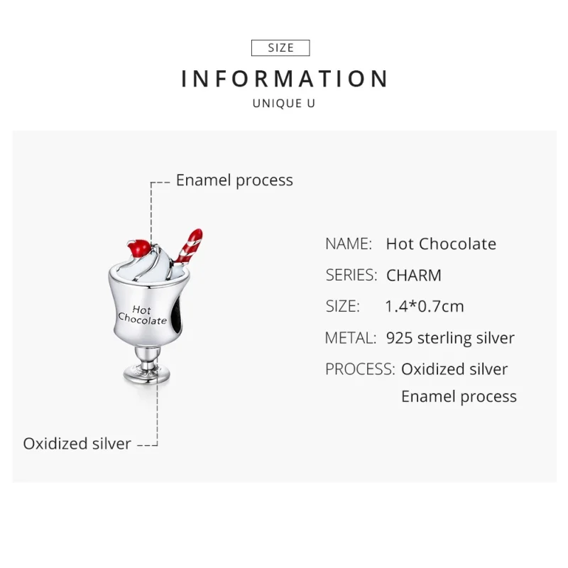 (image for) Pandora Style Silver Hot Chocolate Charm - SCC1495 - View 8