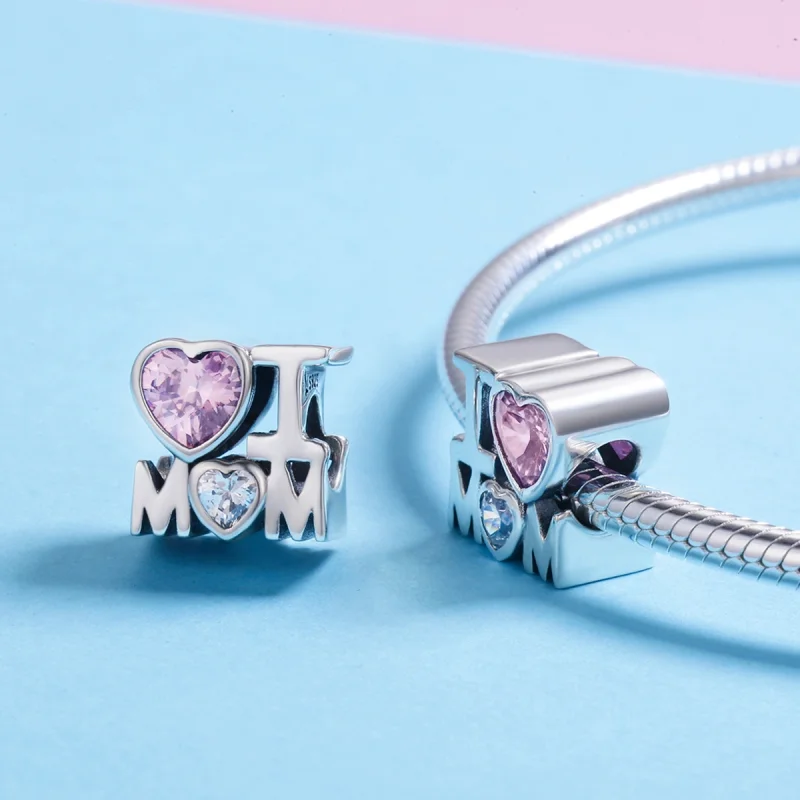 (image for) Pandora Style Silver I Love Mom Charm - SCC579 - View 5