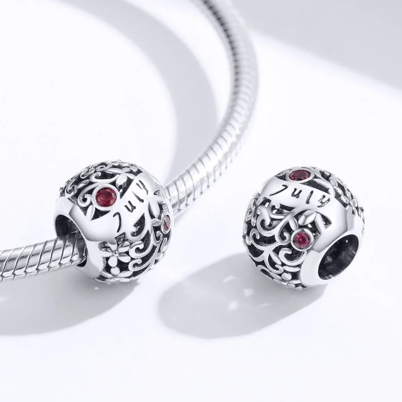 (image for) Pandora Style Silver July Garnet Birthstone Charm - SCC1385-7 - View 2