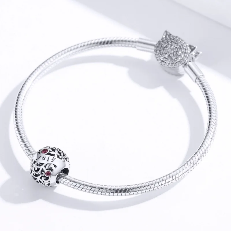 (image for) Pandora Style Silver July Garnet Birthstone Charm - SCC1385-7 - View 3