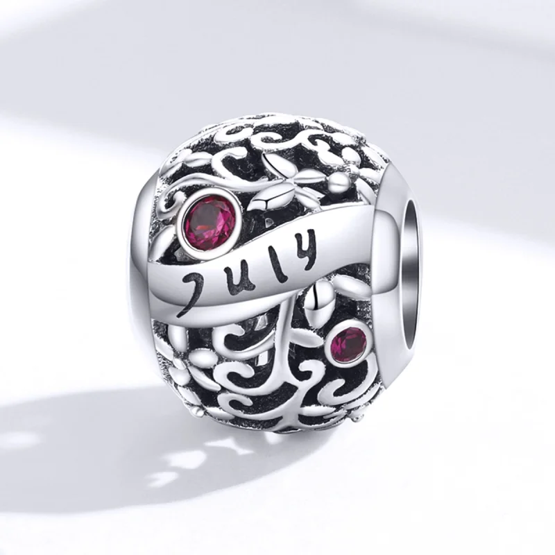 (image for) Pandora Style Silver July Garnet Birthstone Charm - SCC1385-7 - View 4