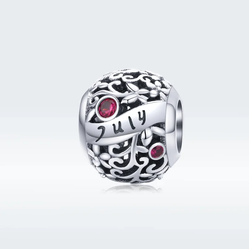 (image for) Pandora Style Silver July Garnet Birthstone Charm - SCC1385-7 - View 5