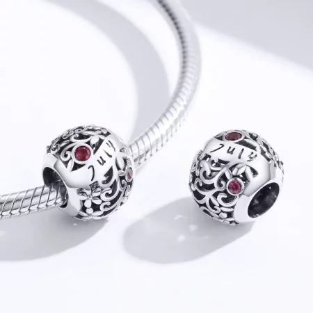 Pandora Style Silver July Garnet Birthstone Charm - SCC1385-7