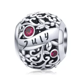 Pandora Style Silver July Garnet Birthstone Charm - SCC1385-7 Pandora Style Silver July Garnet Birthstone Charm - SCC1385-7