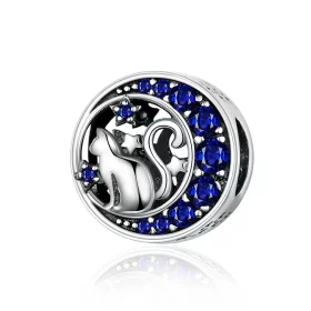 Pandora Style Silver Kitty In The Moon Charm - SCC1204 Pandora Style Silver Kitty In The Moon Charm - SCC1204
