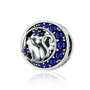 (image for) Pandora Style Silver Kitty In The Moon Charm - SCC1204