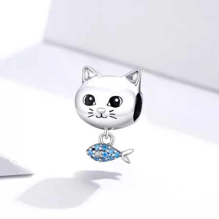Pandora Style Silver Kitty Love Fish Charm - BSC226