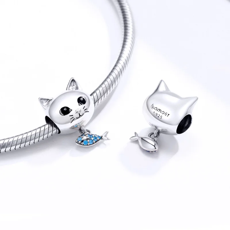(image for) Pandora Style Silver Kitty Love Fish Charm - BSC226 - View 4