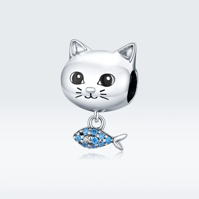 (image for) Pandora Style Silver Kitty Love Fish Charm - BSC226 - View 5